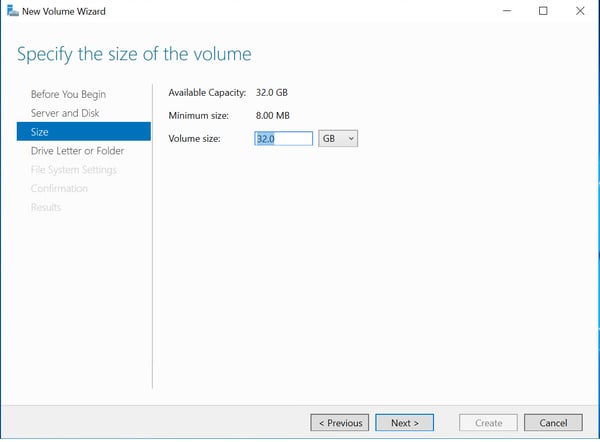 Select volume size