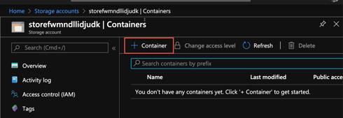 Click on the + Container button