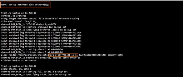 Run the following command to initialize the RMAN backup
