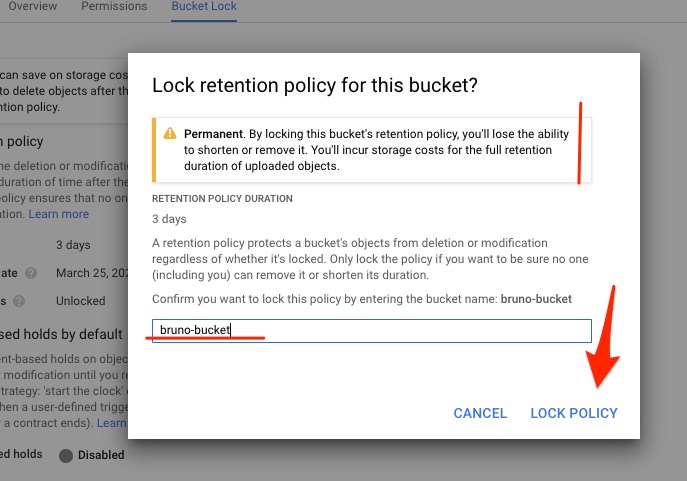 Lock retention policy for this buckets? 
